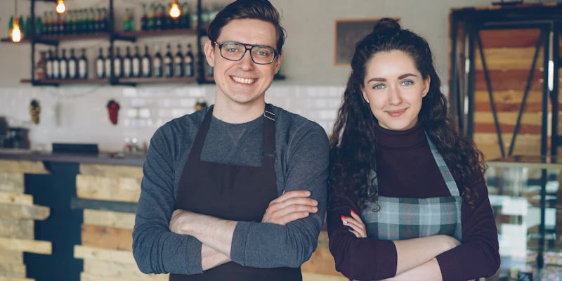 Small business owners at their shop